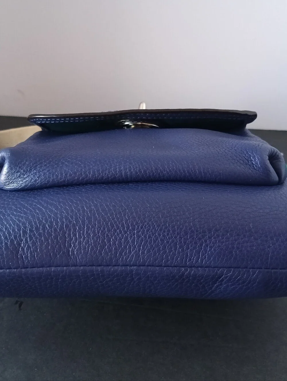 Coach Dark Blue Leather Crossbody Purse with Adjustable Strap